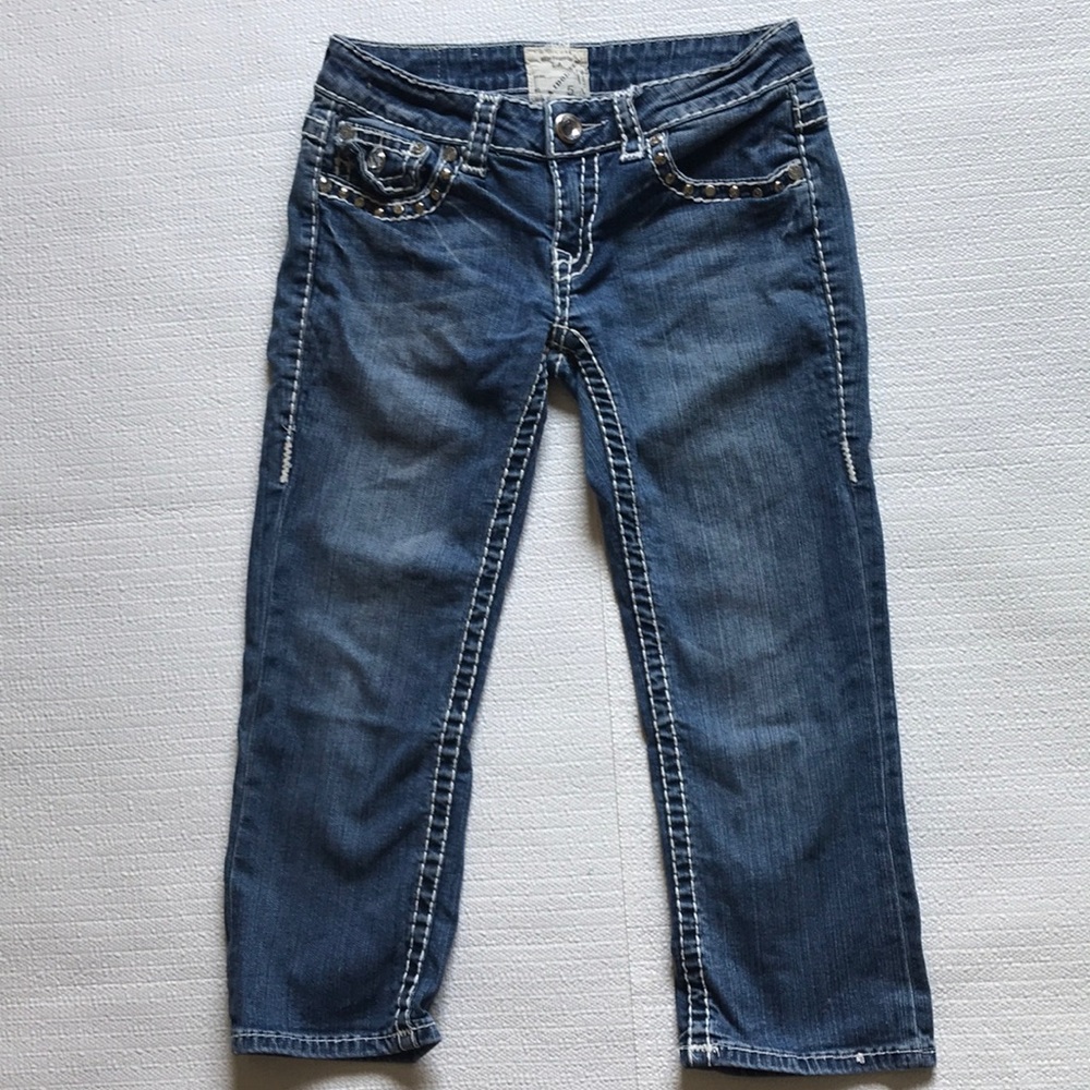 Blue Capris with plastic gems